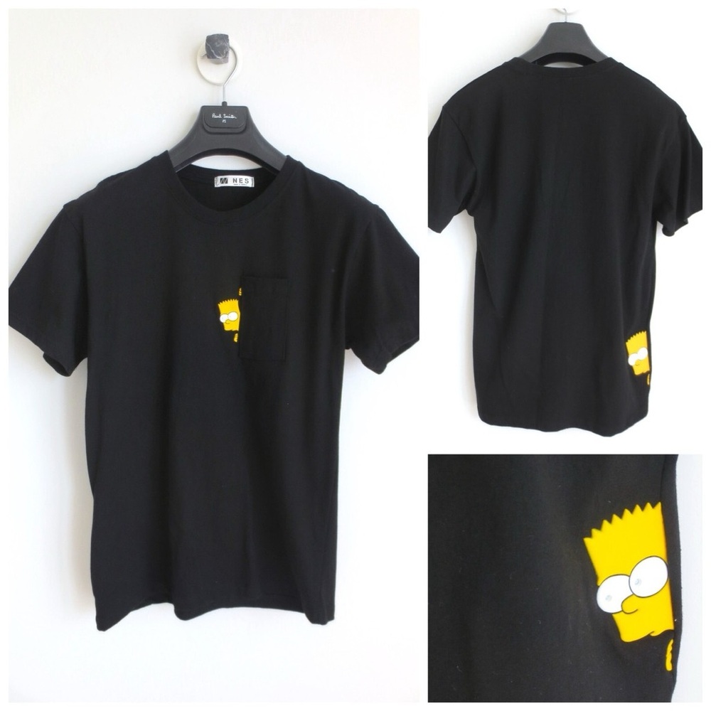 EUC Men’s Size Small The Simpsons Theme Graphic Tee 100% Cotton In Black/Yellow